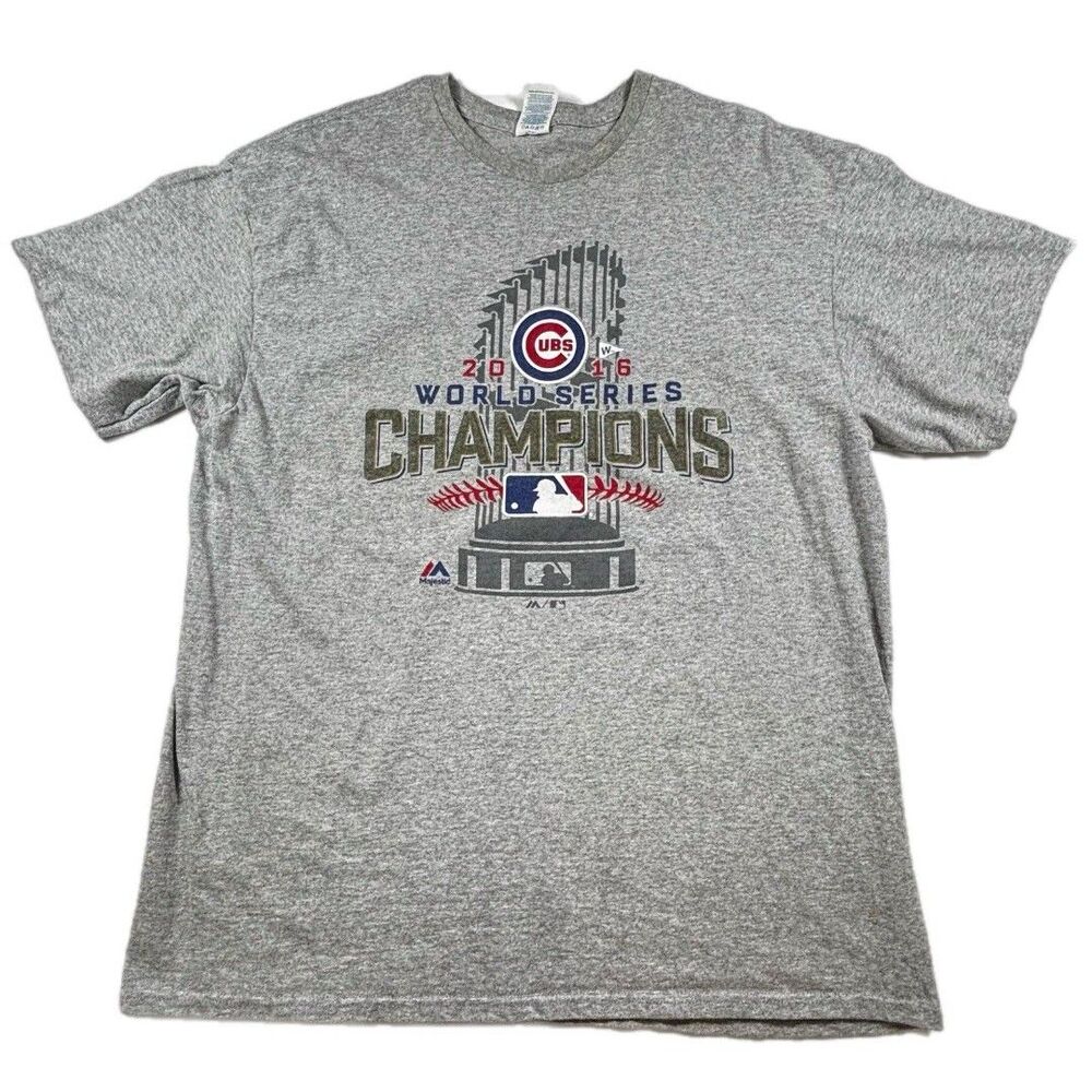 Delta Chicago Cubs 2016 MLB World Series Champions Mens T Shirt Size XL Gray